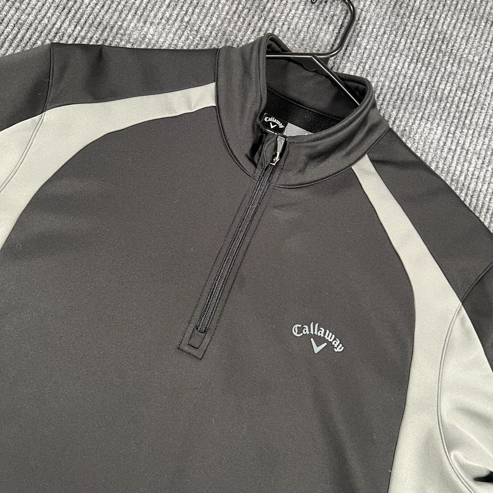 Callaway Pullover Mens Large Black Long Sleeve 1/4 Zip Mock Neck Golf Outdoor